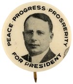 COX "FOR PRESIDENT" PORTRAIT BUTTON WITH MISSPELLED SLOGAN.