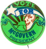 "VOTE FOR McGOVERN PRESIDENT" PETER MAX INSPIRED BUTTON.