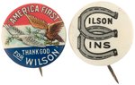 PAIR OF UNCOMMON WILSON BUTTONS INCLUDING "WILSON WINS".