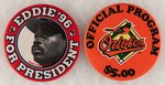 BALTIMORE ORIOLES 4" PAIR OF MUCHINSKY BOOK PHOTO EXAMPLE BUTTONS.