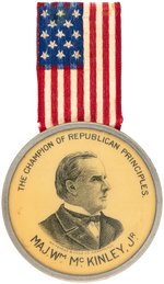 "MAJ. WM. McKINLEY JR THE CHAMPION OF REPUBLICAN PRINCIPLES" RARE PORTRAIT BADGE.