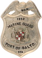 MARINE GUARD PORT OF BALTIMORE PLUS 2 BALTIMORE DRY DOCK & S.B.CO. FIRE BADGES.