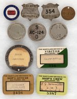 MARYLAND DRY DOCKS & SHIP BUILDING CO. TEN BADGES & ONE TOOL CHECK C. 1930s-1950s.