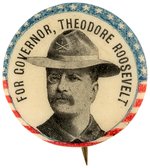 "FOR GOVERNOR" ROOSEVELT ROUGH RIDER PORTRAIT BUTTON HAKE #3317.