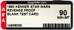 "STAR WARS: REVENGE OF THE JEDI - BLANK TEST" PROOF CARD AFA 90 NM+/MT.