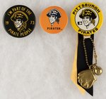 PITTSBURGH PIRATES TRIO OF SMILING PIRATE BUTTONS.