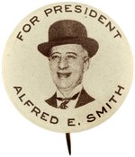 SCARCE AL SMITH BROWN DERBY HAT PORTRAIT BUTTON HAKE #23.