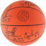 PHILADELPHIA 76ER'S 1991-92 TEAM SIGNED BASKETBALL.