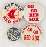 BOSTON RED SOX LOT OF FOUR C. 1975 W/TWO MUCHINSKY BOOK PHOTO EXAMPLE BUTTONS.