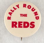 CINCINNATI REDS SCARCE SLOGAN MUCHINSKY BOOK PHOTO EXAMPLE BUTTON.