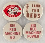 CINCINNATI REDS LOT OF FOUR MUCHINSKY BOOK PHOTO EXAMPLE BUTTONS.