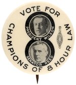 WILSON AND REED "CHAMPIONS OF 8 HOUR LAW" COATTAIL BUTTON HAKE #90.