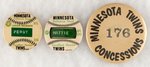 MINNESOTA TWINS LOT OF THREE EMPLOYEES W/TWO MUCHINSKY BOOK PHOTO EXAMPLE BUTTONS.
