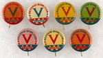 WILSON & CO DEFENSE BOND CLUB SEVEN BUTTONS IN DIFFERENT COLOR COMBINATIONS.