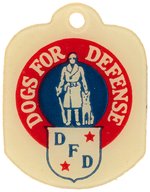 "DOGS FOR DEFENSE"  RARE PLASTIC TAG DESIGNATES "MEMBER WAR DOG FUND".