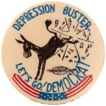 "DEPRESSION BUSTER" ROOSEVELT ERA CARTOON PIN.