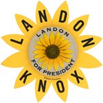 "LANDON FOR PRESIDENT" BUTTON ON "LANDON KNOX" SUNFLOWER ATTACHMENT.