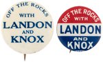 "OFF THE ROCKS WITH LANDON AND KNOX" PAIR OF SLOGAN BUTTONS.