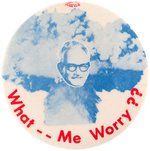 ANTI-GOLDWATER "WHAT ME WORRY??" ATOMIC BOMB BUTTON HAKE #2125.