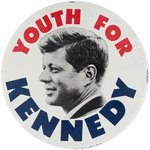 "YOUTH FOR KENNEDY" CLASSIC 1960 LITHO BUTTON.