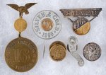 SIX "16 TO 1" SLOGAN 1896 CAMPAIGN PINS AND STUDS.