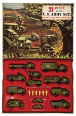 "21-PIECE ALL PLASTIC US ARMY SET AUTHENTIC ACTION MOBILE COMBAT UNITS."