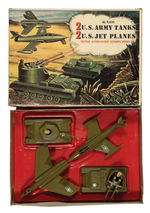 "TWO U.S. ARMY TANKS, TWO U.S. JET PLANES ACTION-PACKED AUTHENTIC MODELS."