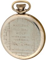 THREE LITTLE PIGS INGERSOLL POCKET WATCH WITH ANIMATED BIG BAD WOLF.