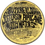 "BILL GRAHAM BLUES-ROCK BASH II" SCARCE JEFFERSON AIRPLANE CONCERT BUTTON (COLOR VARIETY).