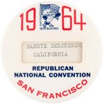 GOLDWATER ERA "1964 REPUBLICAN NATIONAL CONVENTION SAN FRANCISCO" WIDOW BUTTON.