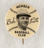 NEW YORK YANKEES "BABE RUTH" 1930s CLUB MEMBERS BUTTON.