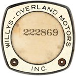 WILLYS-OVERLAND MOTORS INC. PAIR OF EMPLOYEE BADGES.