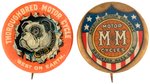 MOTORCYCLE AD BUTTONS C. 1904 AND 1900-1912 BOTH HAKE'S CPB BOOK COLOR PLATE SPECIMENS.