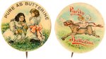SWIFT'S "BUTTERINE" BUTTON PAIR & HAKE'S CPB BOOK COLOR PLATE SPECIMENS.