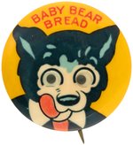 MOVING EYES "BABY BEAR BREAD" RARE BUTTON & HAKE'S CPB BOOK COLOR PLATE SPECIMEN.