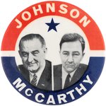 JOHNSON/McCARTHY PROPOSED 1964 DEMOCRATIC TICKET BUTTON.