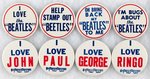 THE BEATLES 1964 SLOGAN BUTTON LOT.