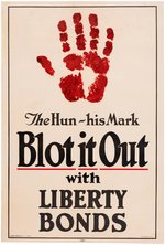 WORLD WAR I "THE HUN - HIS MARK - BLOT IT OUT" LINEN-MOUNTED POSTER (SIZE VARIETY).