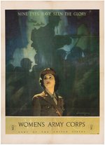 WORLD WAR II "WOMEN'S ARMY CORPS" LINEN-MOUNTED RECRUITMENT POSTER.