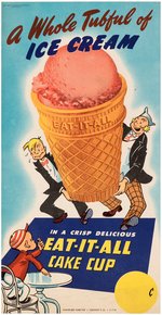 COMIC CHARACTER "FLARE-TOP" & "EAT-IT-ALL" ICE CREAM CONE STORE SIGN PAIR.