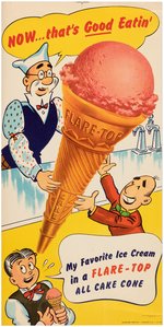 COMIC CHARACTER "FLARE-TOP" & "EAT-IT-ALL" ICE CREAM CONE STORE SIGN PAIR.