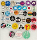 ANTI-NIXON, YIPPIES AND ANTI-VIETNAM WAR 39 BUTTON COLLECTION.