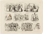 EARLY SATIRICAL "WOMEN'S RIGHTS" MULTI PANEL PRINT C.1849.