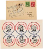 ROOSEVELT "BREWERY WORKERS CHOICE" BUTTON PAPERS AND PROHIBITION ENVELOPE.