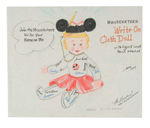 DISNEY LEGEND AL KONETZNI CONCEPT ART FOR "MOUSEKETEER WRITE-ON CLOTH DOLL"