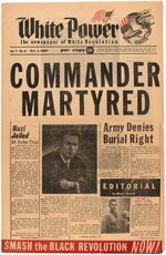 GEORGE LINCOLN ROCKWELL "COMMANDER MARTYRED" RACIST NEWSPAPER.