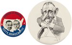 PAIR OF UNCOMMON JOHNSON BUTTONS INCLUDING COATTAIL AND DAVID LEVINE CARICATURE.