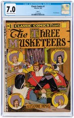 "CLASSIC COMICS" #1 AND #19 CGC PAIR (THE THREE MUSKETEERS AND HUCKLEBERRY FINN).