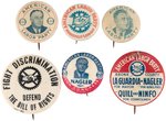 SIX "AMERICAN LABOR PARTY" BUTTONS INCLUDING FDR AND LA GUARDIA.