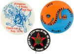 TRIO OF YIPPIE! BUTTONS INCLUDING "KANGAROO & TRICKY DICK TOO!"